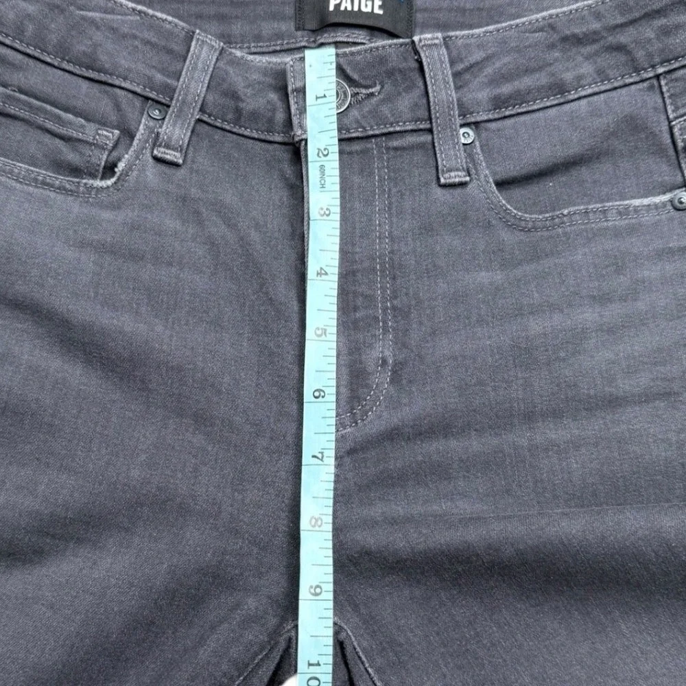 PAIGE Hoxton High Rise Ankle Skinny Jeans Gray Raw Hem Stretch Denim Womens 25‎